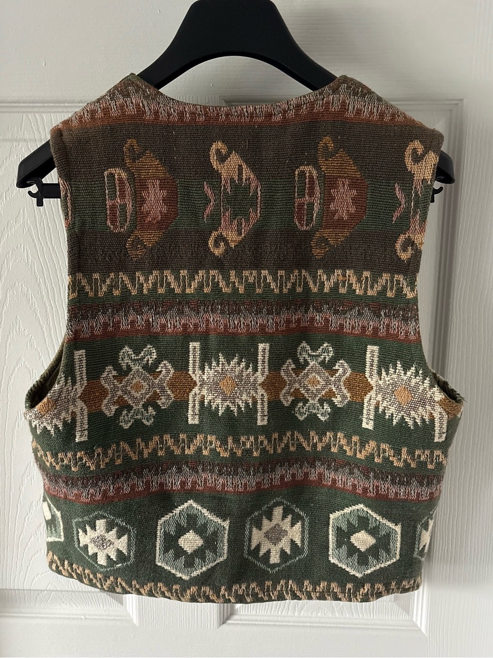 1990s Vintage Paragraff Southwestern Tapestry Vest Boho Western Size S - Picture 2 of 5